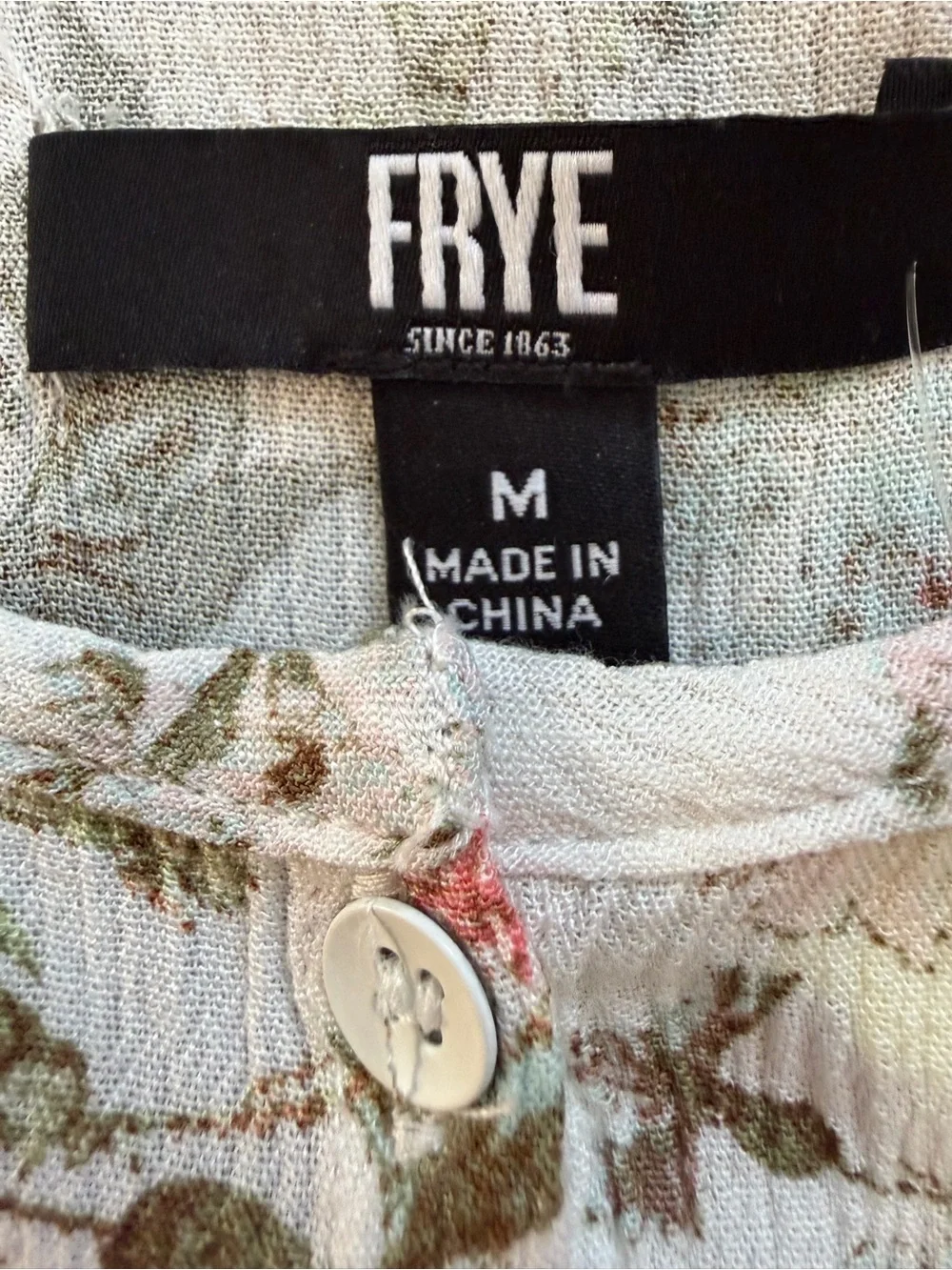 FRYE Dress White Pink Green Floral Sundress Button Front Midi Spring Summer M - Picture 6 of 8